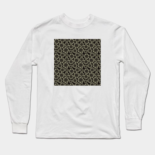 Black Floral Pattern Long Sleeve T-Shirt by FloralPatterns